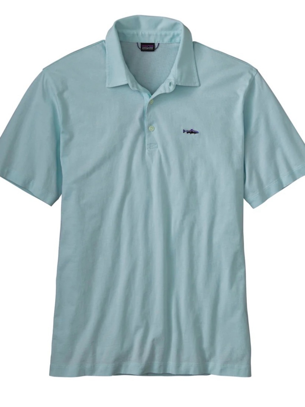 Patagonia Men’s Pale Aqua Polo Shirt with Embroidered Logo
